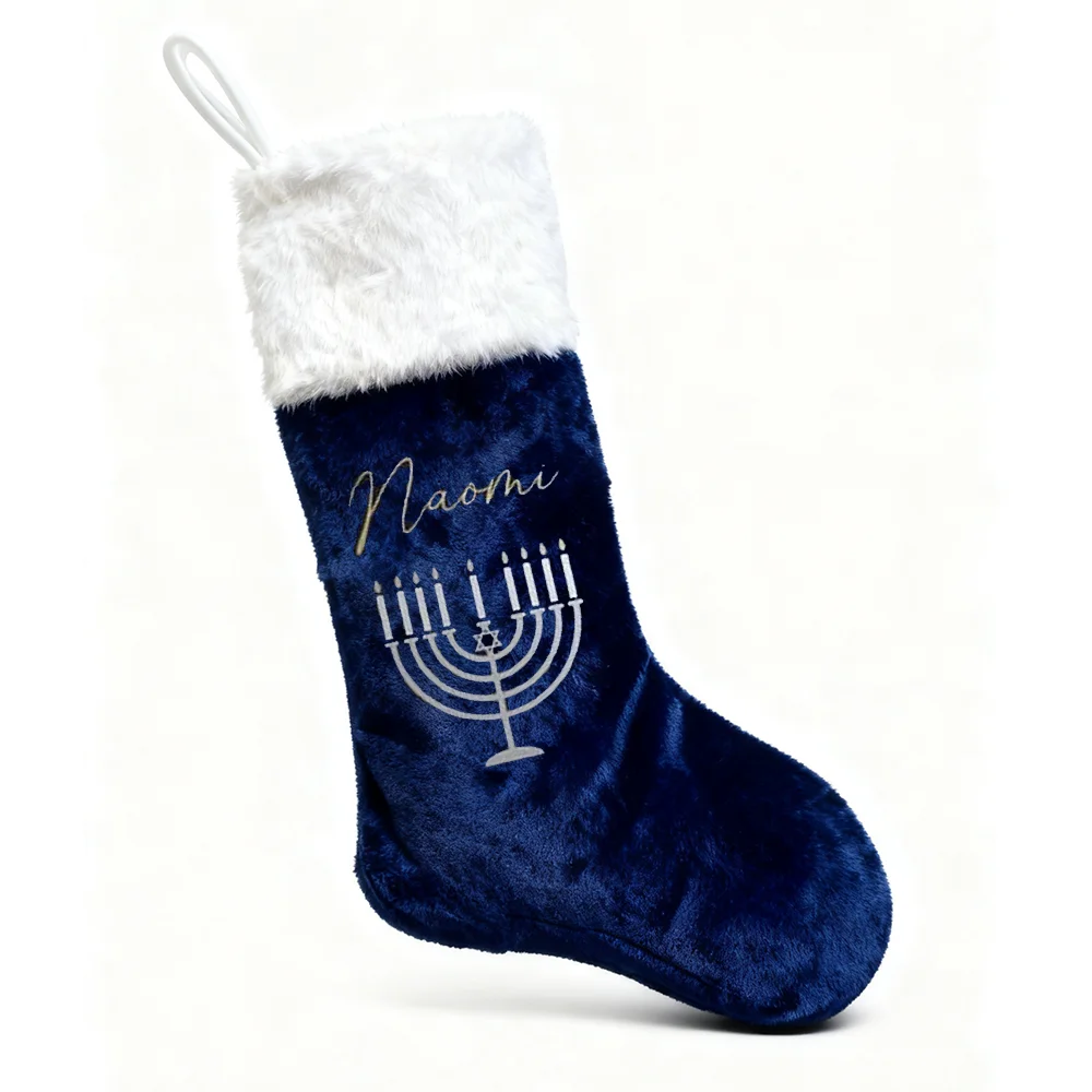 

Personalized Name Love and Light Stockings Hanukkah Accessories Jewish Holiday Gifts for Friends and Family Christmas Stockings