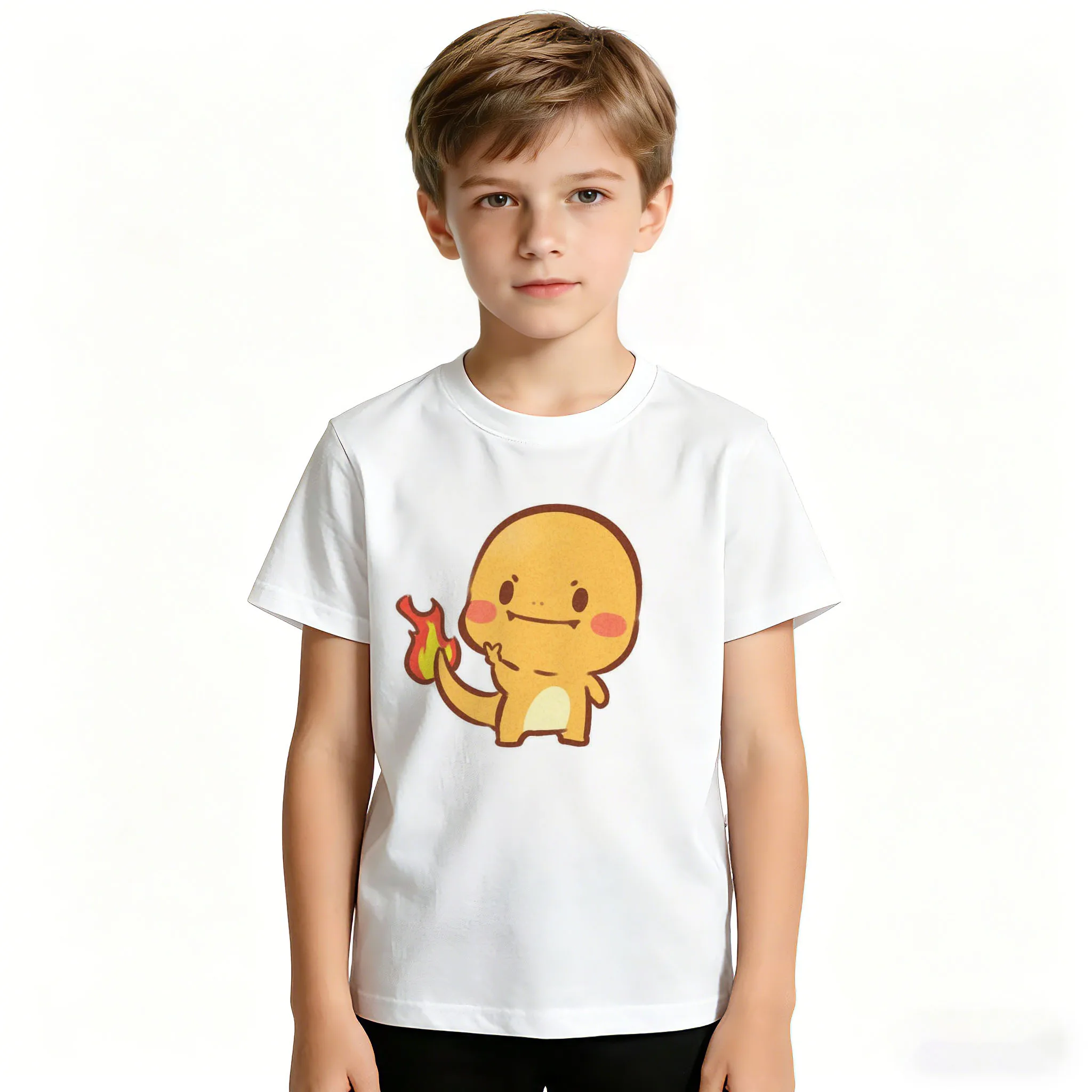 

Summer Anime Pokémon Cosplay T-Shirt Cotton Short Sleeve Tops Casual Loose Retro T-Shirt Men Women Kids Family Matching Outfits
