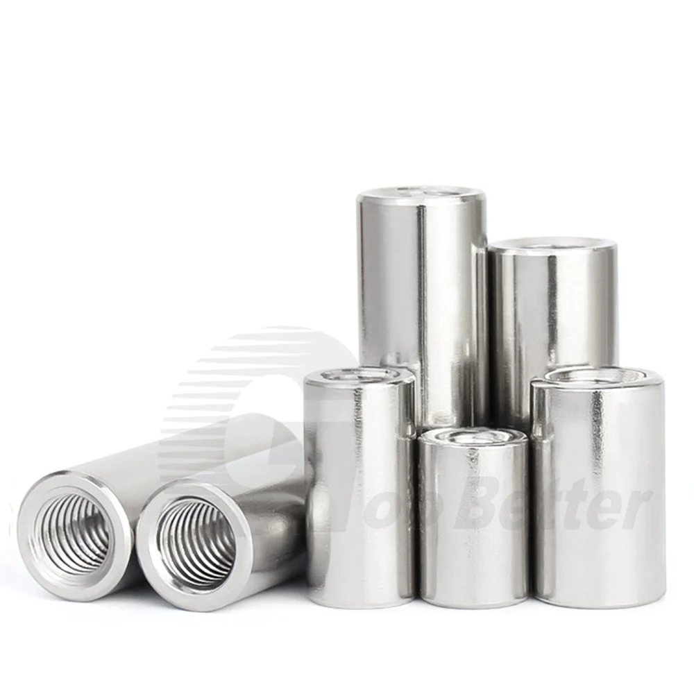 Écrou d'Accouplement Cylindrique allergique Vis Écrou 5Pcs Long Rond Kg M2-M12 Grade 6.8 304 Acier Inoxydable Rond Colonne Joint