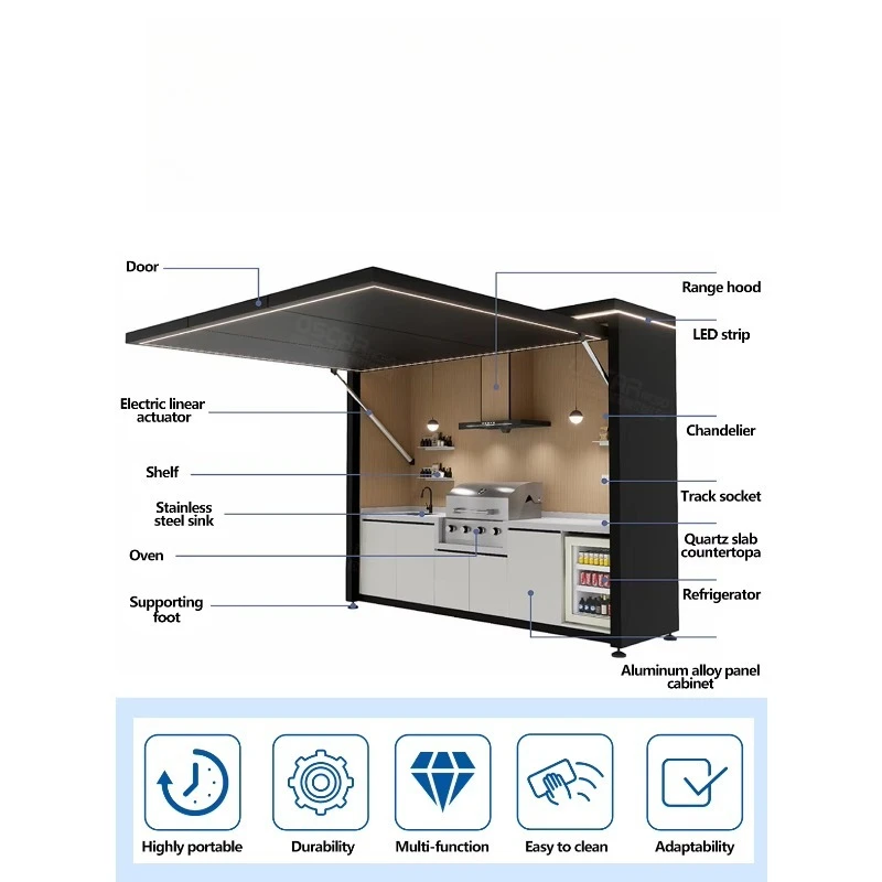 304 Stainless Steel Outdoor BBQ Kitchen Cabinet with Door, Garden Terrace Outdoor Kitchen for Backyard Picnics & Camping Trips