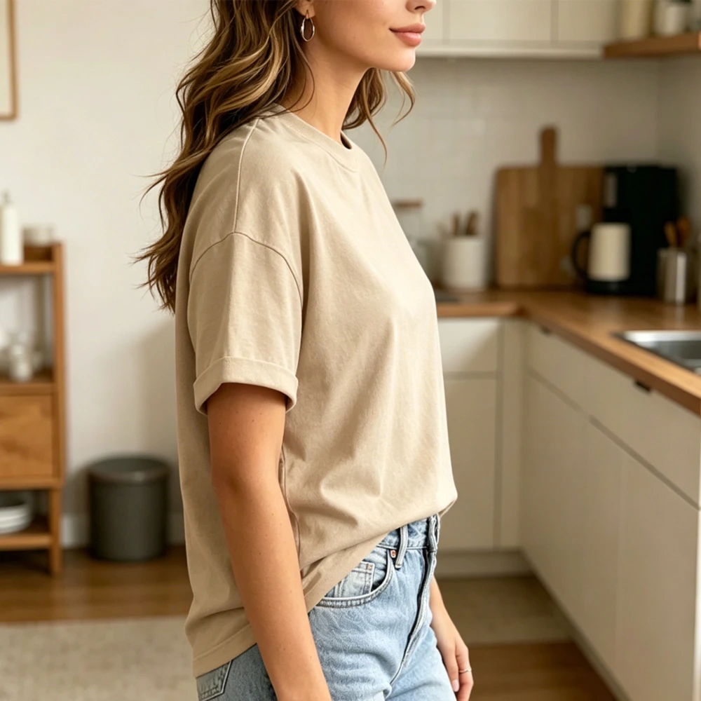 T-Shirt en coton à manches cou - Women Fashion Now avis et prix