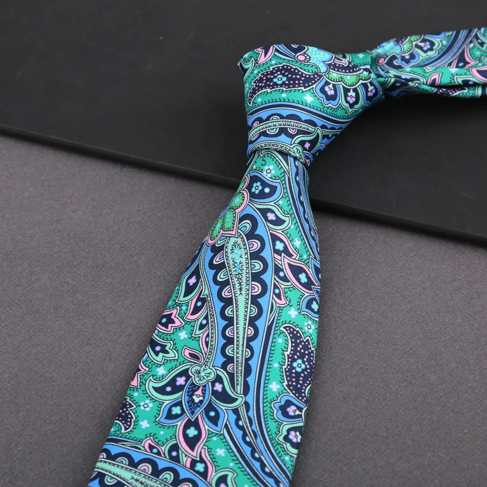 Weiche Herren-Krawatte aus Seidenimitat, bunt, 8 cm, Paisley-Blumen-Punktmuster, Business-Party-Krawatte, Accessoires, Geschenke – Detail 13