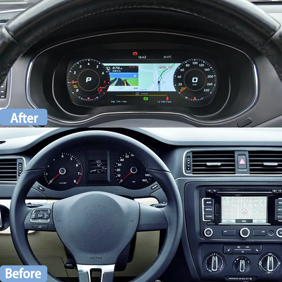 For VW Volkswagen JETTA MK6 2011-2014 Digital Dashboard Instrument Cluster Panel Virtual Cockpit Speedometer Tachometer Odometer