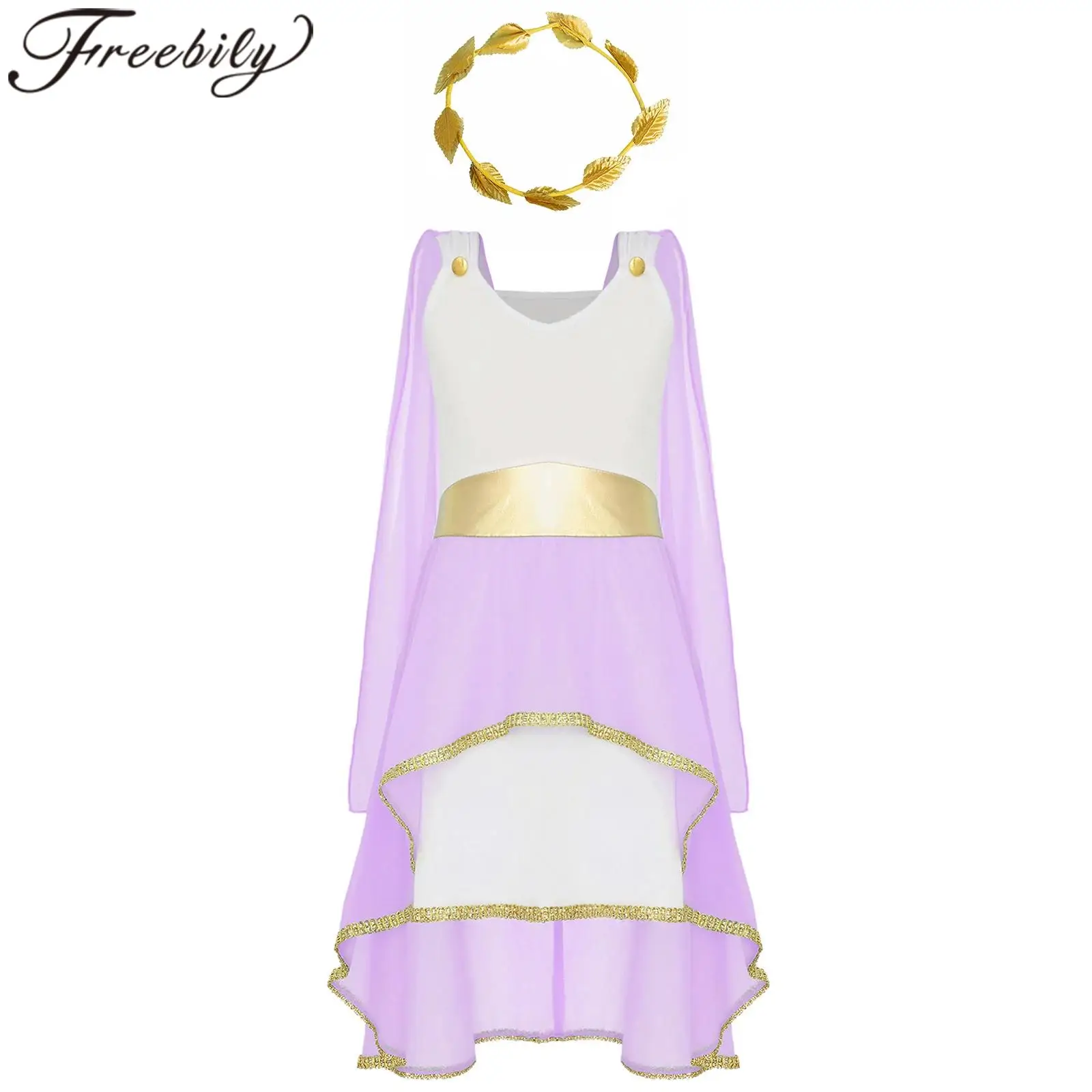 

Girls Grecian Theme Party Robe Ancient Greek Princess Costume Roman Queen Toga Dress Cosplay Greece Dress Performance Wear