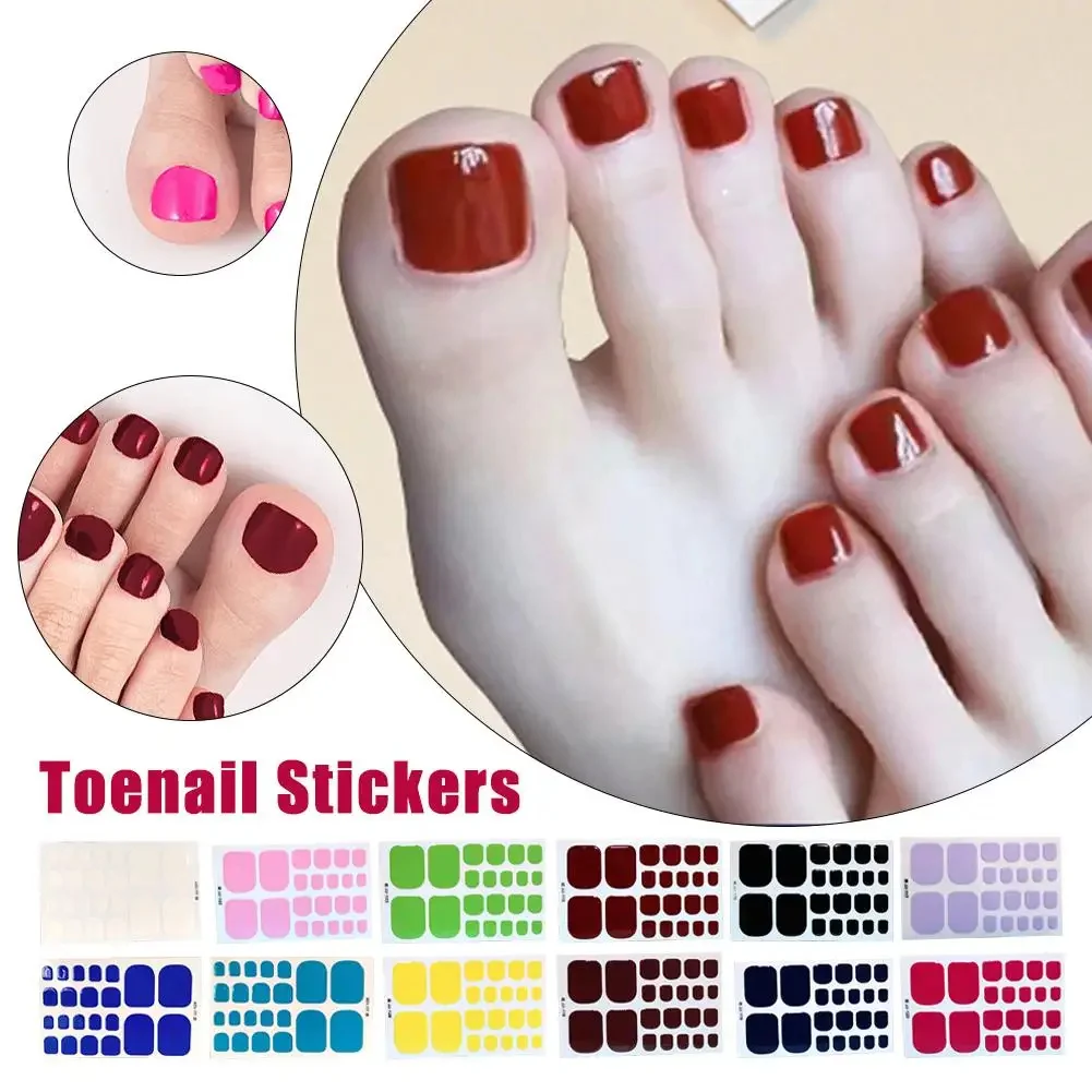 Toenail Stickers Removable Solid Color Full Cover Stylish Sophisticated Waterproof Removable UV Lamp Curing Nail Stickers