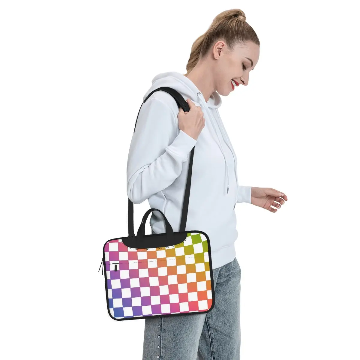 Checkered Rainbow 2 Laptop Bag Shockproof Case Computer Bag 13 14 15.6 Inch Crossbody Notebook Pouch For Macbook Pro Air