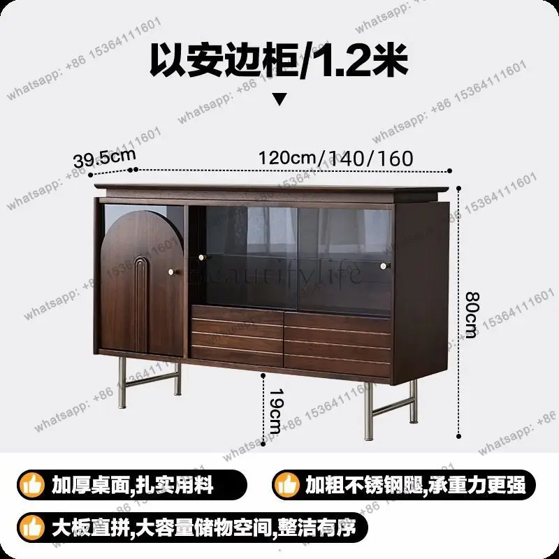 Zj. Nordic solid wood home kitchen cupboard simple living room wall coffee cabinet