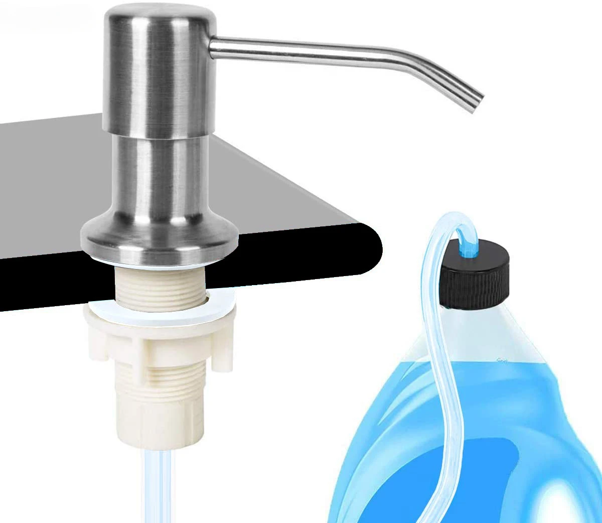 Ultra-Convenient Sink Soap Dispenser for Kitchen Sink,Countertop Built-in Style with Extension Tube Kit,Minimal Refilling Hassle