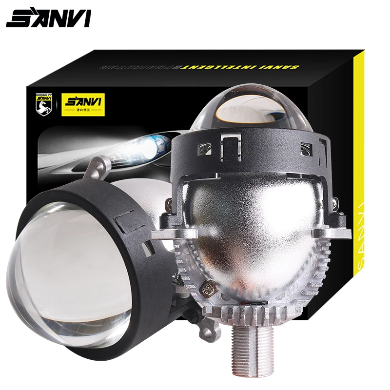 SANVI  Bi LED Lenses for Car Headlights 3.0Bi Ice Lens H4 H7 9005 9006 Auto Projector For Hella G5 3R Lamp Angel Eyes Tuning