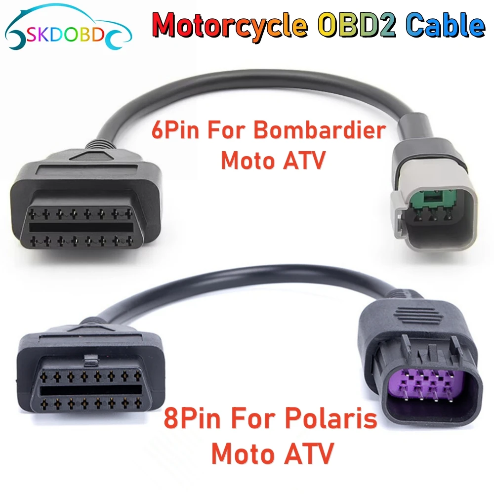 For Polaris Allterrain Vehicle 8pin or Bombardier BRP Moto ATV UTV 6pin Motorcycle Diagnostic Connector Cable Wire OBD2 Adapter