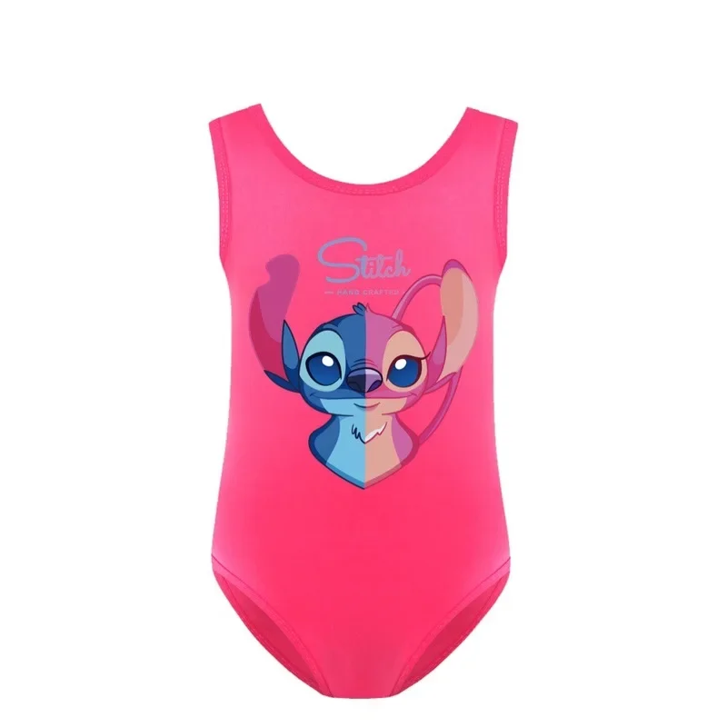 Conjunto de maiô feminino de duas peças Disney, Lilo e Stitch, desenho animado kawaii, impressão de anjos, roupa de bebê, presente infantil, verão, novo, 2022