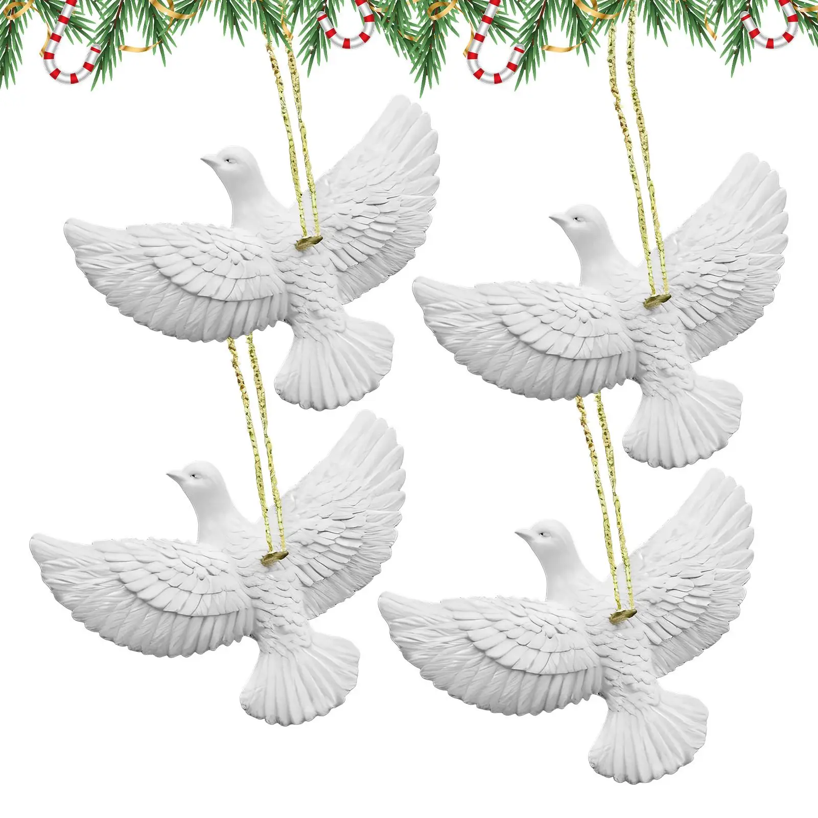 

Рождественские елочные украшения, 4 шт., мир, любовь, радость, праздничный декор из смолы, рождественские украшения с птицами для вечеринки, семейного сбора