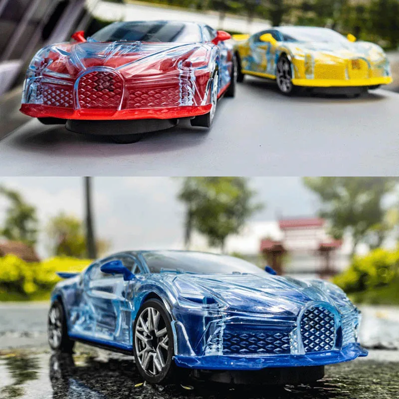 子供電動ジンバル透明警察車両おもちゃ楽しいパズルおもちゃシミュレーションレーシングカー慣性スポーツカーモデルライト付き