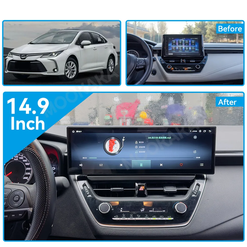 14.9 Inch Car Radio For Toyota Corolla Levin 2019-2021 Wireless Carplay Android Auto Multimedia Player GPS Navigation DSP Stereo