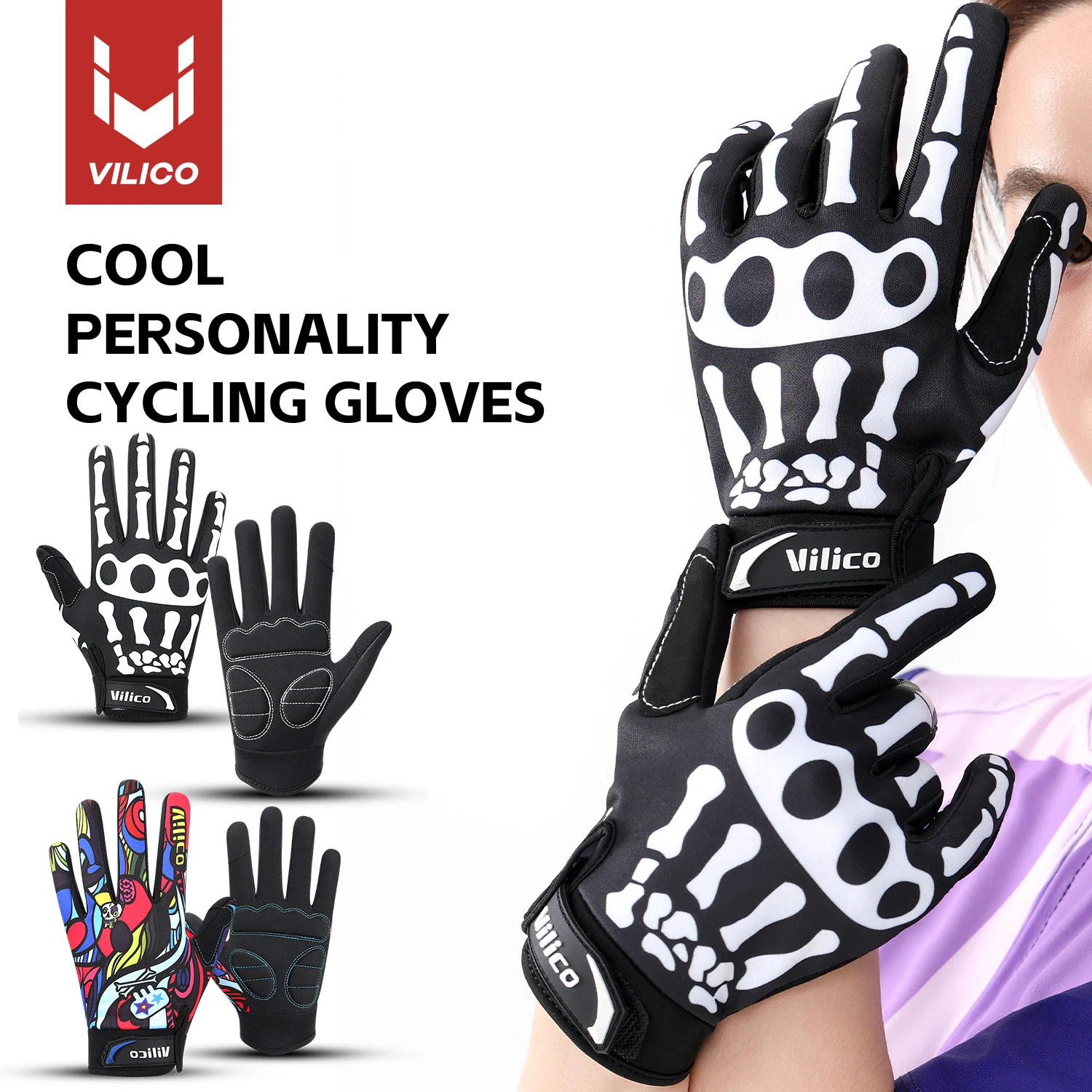 Перчатки для Хэллоуина Реквизит для макияжа Товары для Хэллоуина Натуральность Череп Призрачный коготь Перчатки Фестивальные товары Велосипедные мягкие перчатки