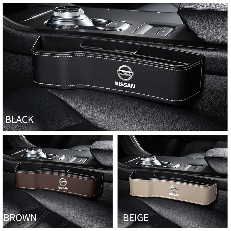 Leather Car Seat Organizer Wallet Phone Storage Box Cup Holder For Nissan Nismo Almera Tiida Juke Teana Qashqai 350Z 370Z GTR