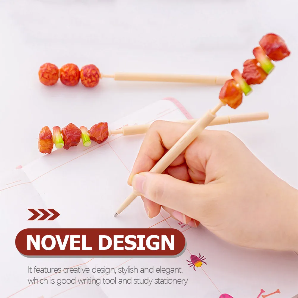 

6Pcs Novelty Ballpoint Pen Skewers Shape 0.5mm Fine Point Pens Fun Decorative Writing School Office Student Supplies