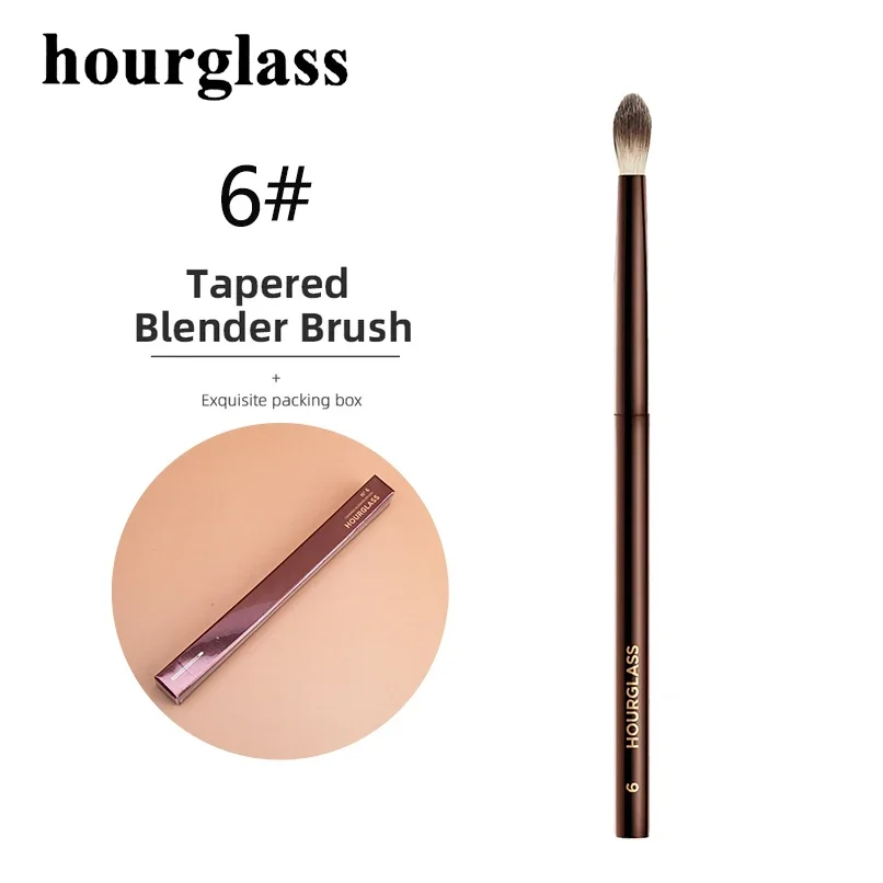 Hourglass 6 Blending Brush Makeup Brown Metal Handle Tapened Blending Brush Small Eyeshadow Crease Smudge Makeup Tool