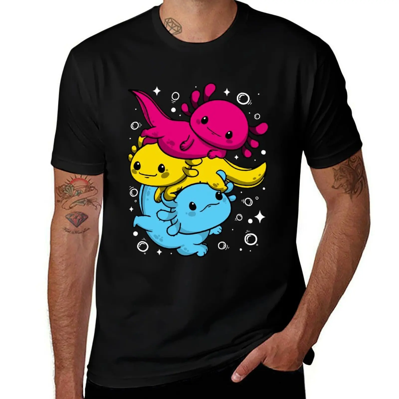 Cute Pans Axolotl Pile Pansexual Pride Flag LGBT Pride Month, pansexual pride flag, pansexual pride, colors, lgbtqia, co T-Shirt