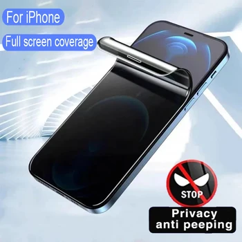 Anti-Spy hidrojel Film iPhone 14 13 12 11 15 Pro Max Mini gizlilik ekran koruyucuları IPhone X XR XS 14 15 artı değil cam