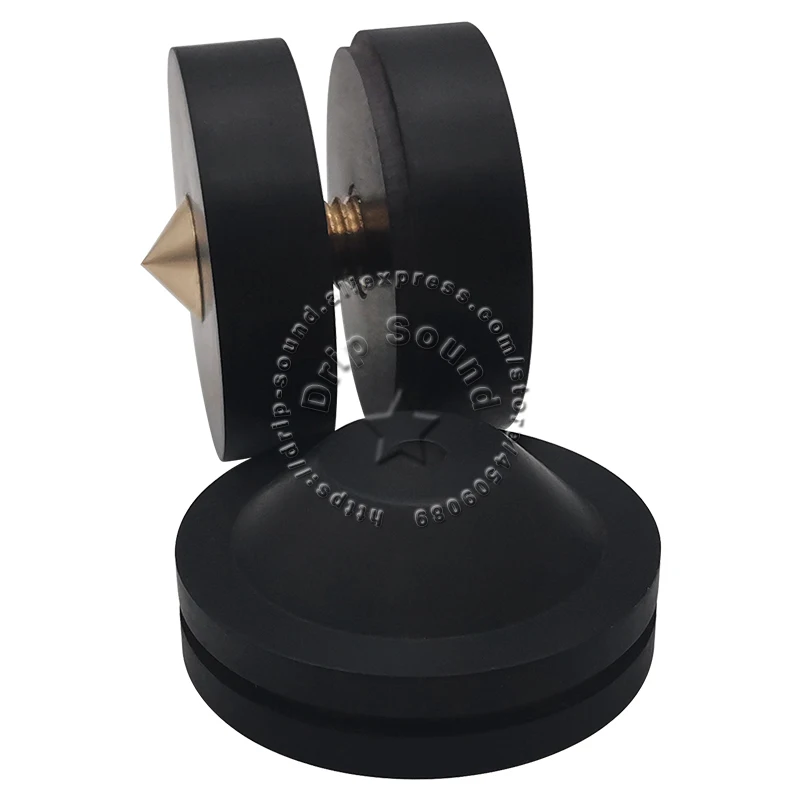 43 мм/1,69 дюйма, регулируемый динамик из черного дерева, HIFI аудиоусилитель, противоударная подставка, изолирующая подставка для ног, базовые подушечки # Черный
