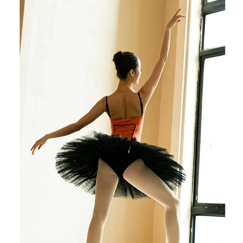 Falda de tutú de rendimiento de Ballet profesional para adultos, bailarina, baile del lago de los Cisnes, malla dura, Tutus blanco y negro con calzoncillos profesionales