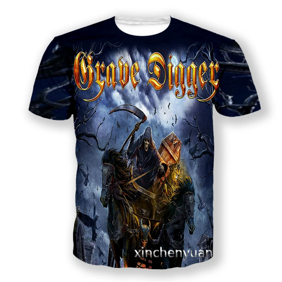 phechion Grave Digger Band 3D Print Men T Shirt Hip Hop Women T Shirt Unisex Fashion Clothing Suppliers for Drop Shipper A251