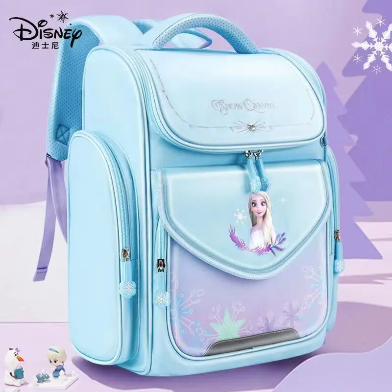 Disney-Bolsas escolares Frozen para meninas, Elsa Anna, mochila ortopédica, bolsa de ombro, estudante primária, grau 1-6, grande capacidade, nova