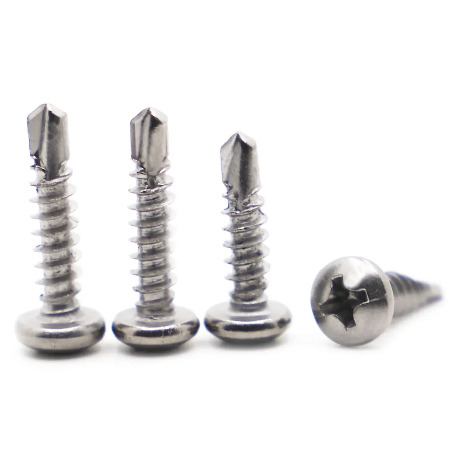 20pcs 410 Stainless Steel Phillips Pan Head Drilling Screws Cross Round Self Tapping Screw M4.2 M4.8