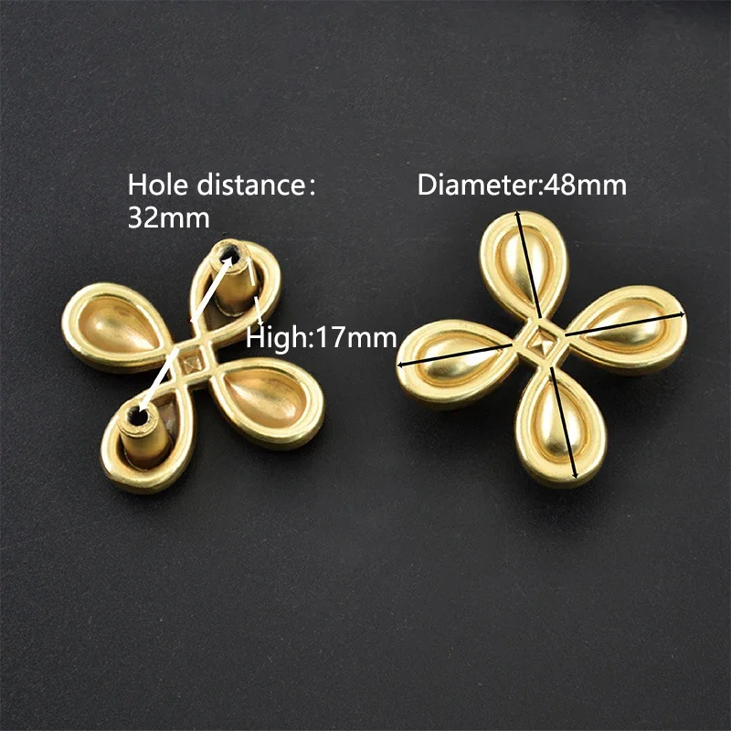 Yutoko Gold Four Leaf Clover Shape 32mm Cabinet Door Knobs Handles Furniture Handles Cupboard Wardrobe Drawer Pulls Hardware G40