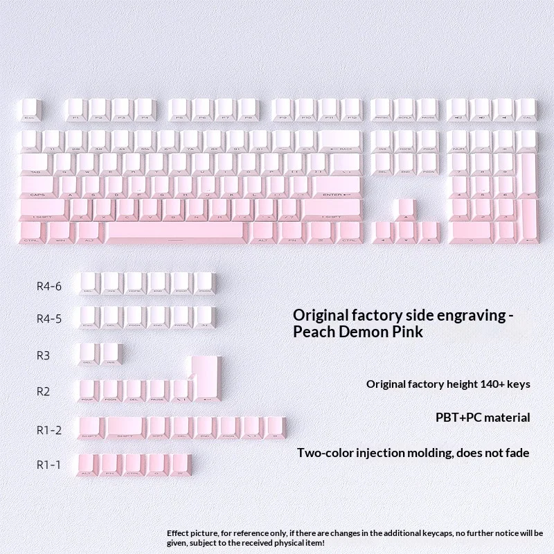 Peach Yao Pink Gradient Keycap Original Height 140 Key Small Full Set Side Engraved Luminous PBT Two Color