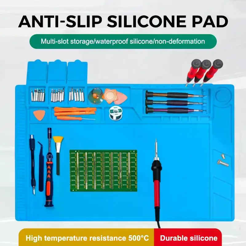 Heat Insulation Silicone Mat Repair Kit Soldering Mat Phone Repair Mat Anti-Static Silicone Heat-Resistant Table Mat Magnetic