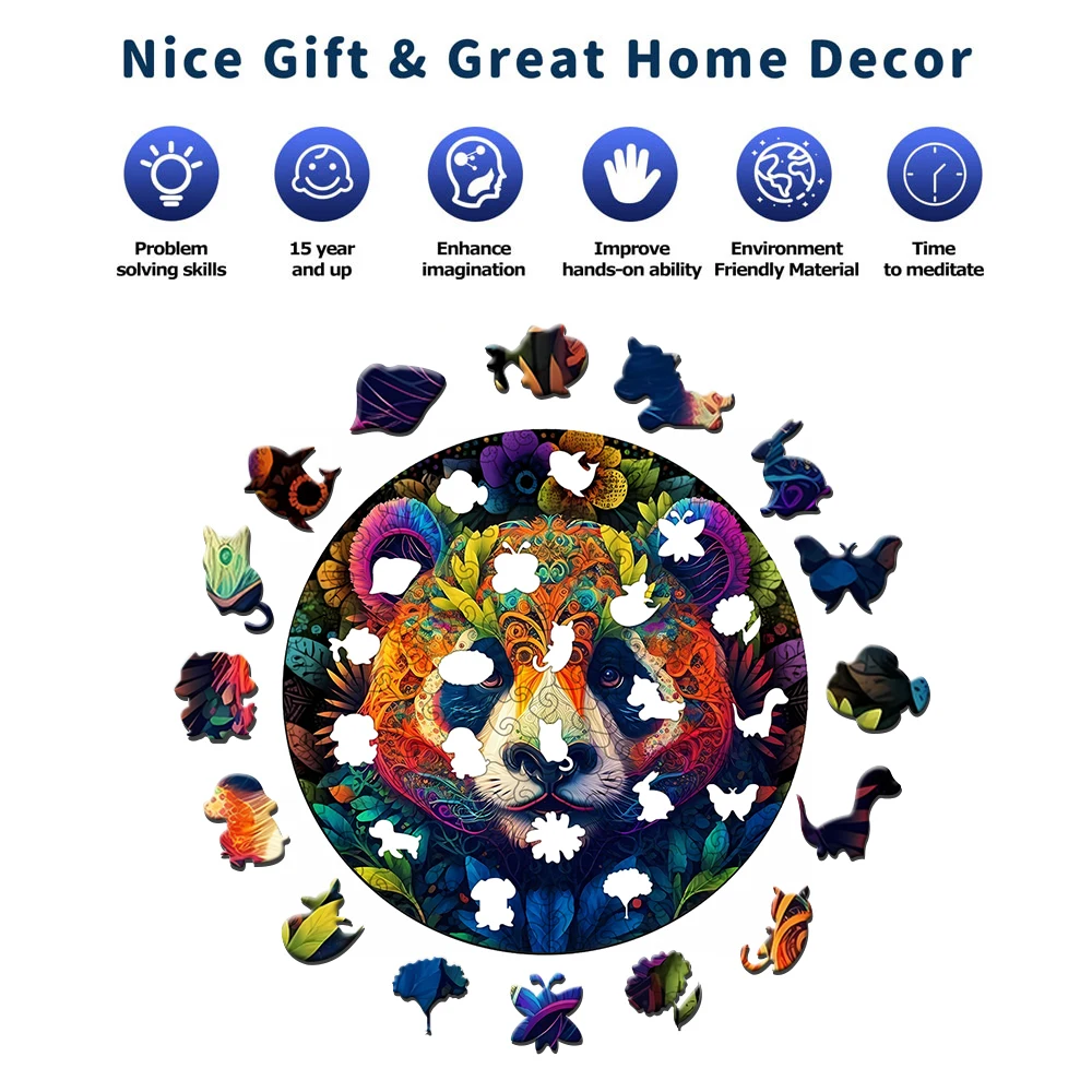 Panda Puzzle in legno per Jigsaw Lover, lo Stress unico allevia i giocattoli, regalo di compleanno di natale Home Decor Family Game