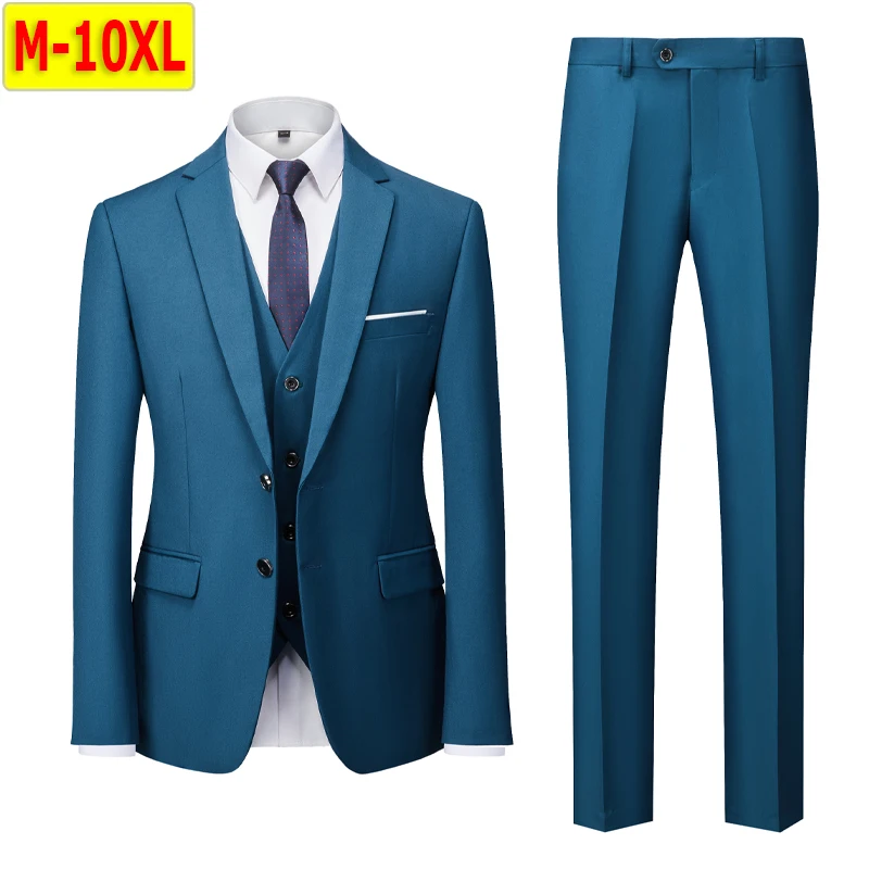 Men's 3pcs Elegant Solid Color Slim-fit Double-button Party Suit with Vest and Pants, Paired with Bowtie for Groom's Formal Wear