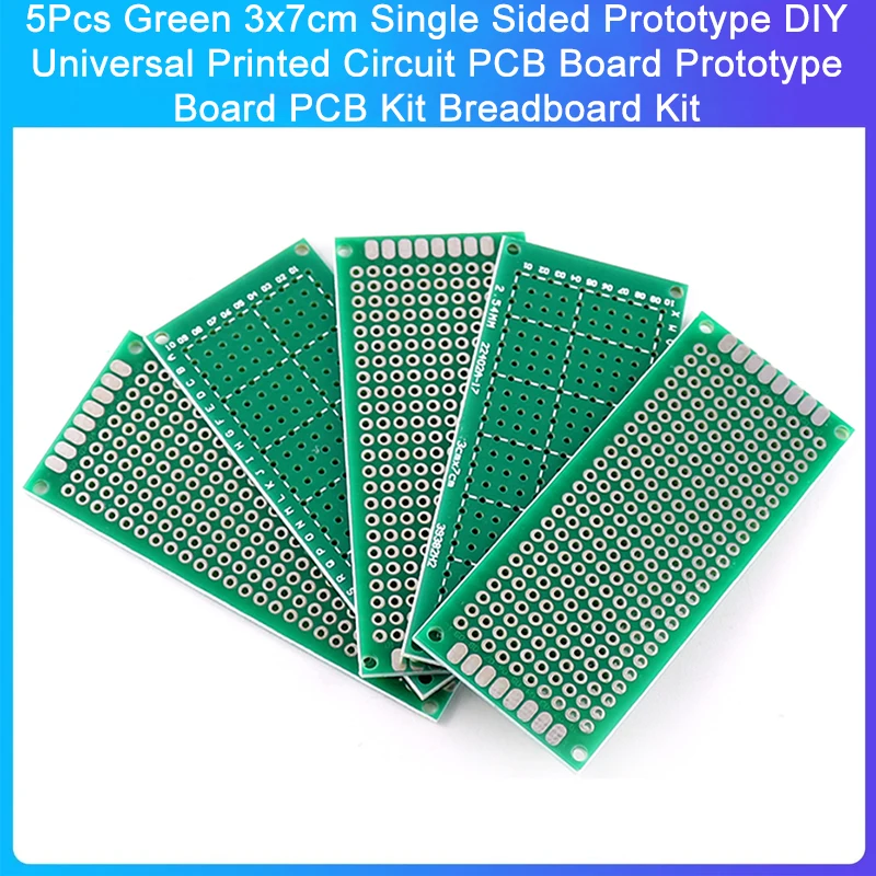 5Pcs Green 3x7cm Single Sided Prototype DIY Universal Printed Circuit PCB Board Prototype Board PCB Kit Breadboard Kit
