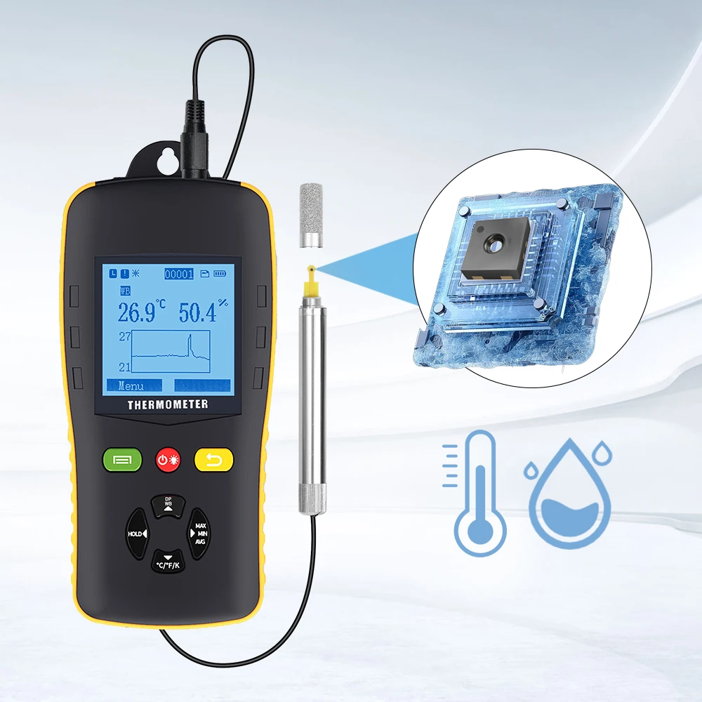 SHT45 Industrial Temperature and Humidity Meter Handheld Hygrometer for HVAC and Lab Use