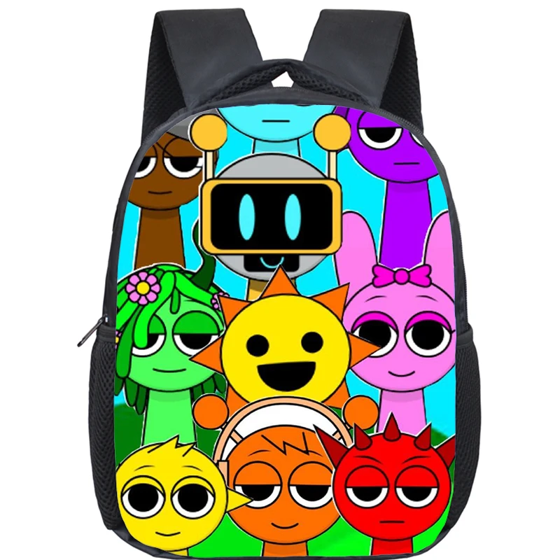 Sac à dos de dessin animé Sprunki pour garçons et filles, sac d'école de la maternelle, jeu Incredibox, sacs à dos Orth4WD pour enfants de 4 à 13 ans, 12 pouces