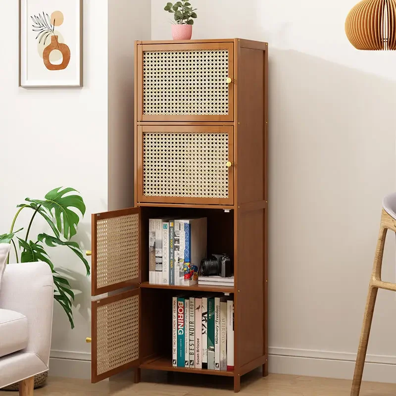 Bookcase with door, shelf, multi-layer storage, crevice, locker, living room display cabinet, bookshelf against the wall, TV sid