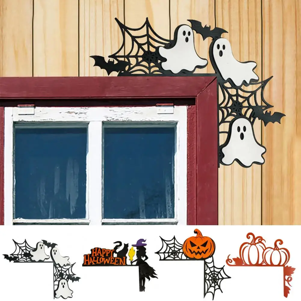 Halloween Door Frame Decor Wooden Pumpkin Ghost Witch Door Corner Sign Home Office Front Door Topper Sitter Festival Ornament