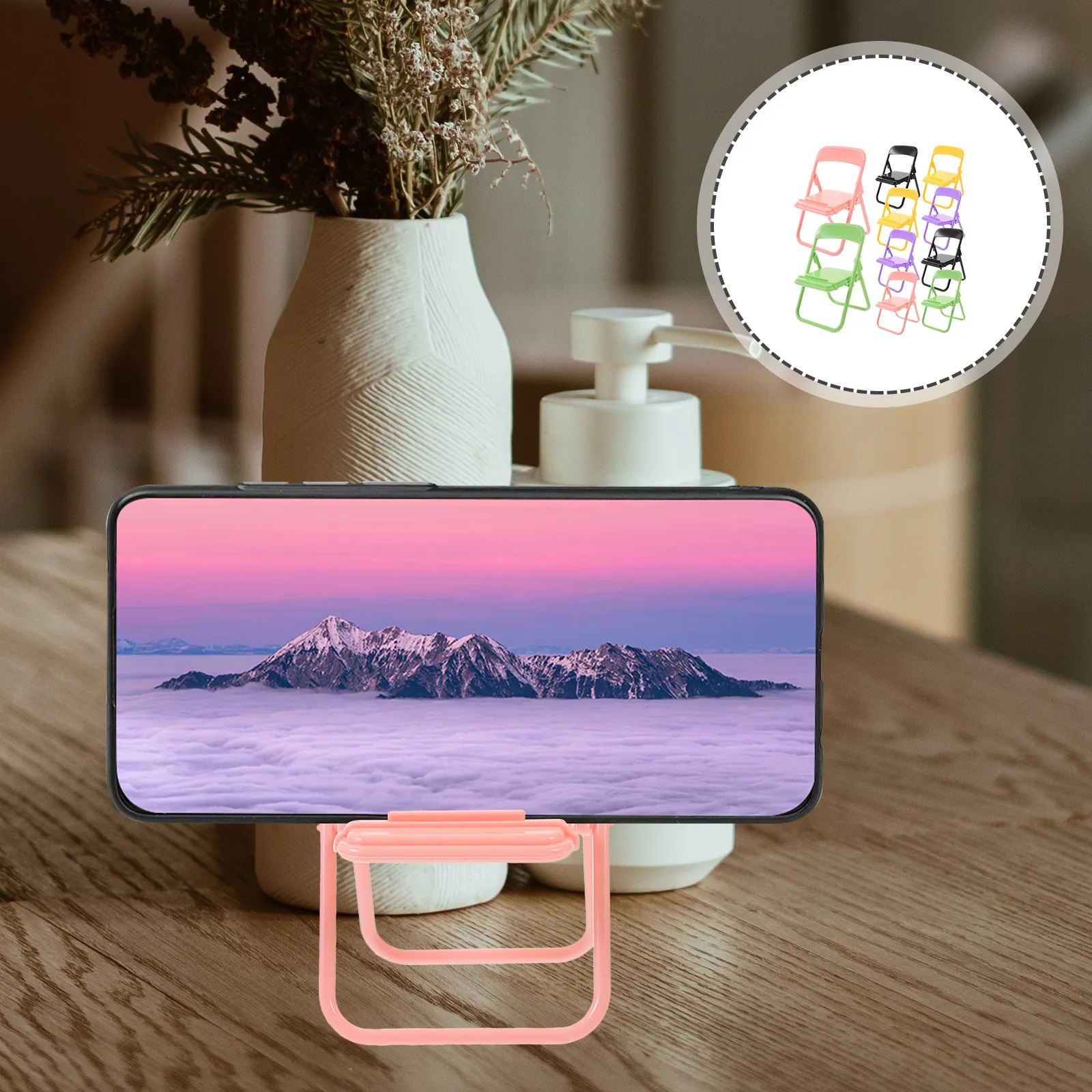 

10 шт. миниатюрных складных стульчиков-подставок для телефона, безопасные, легкие, из полипропилена, с гладкой поверхностью, многофункциональные, для миниатюрных сцен