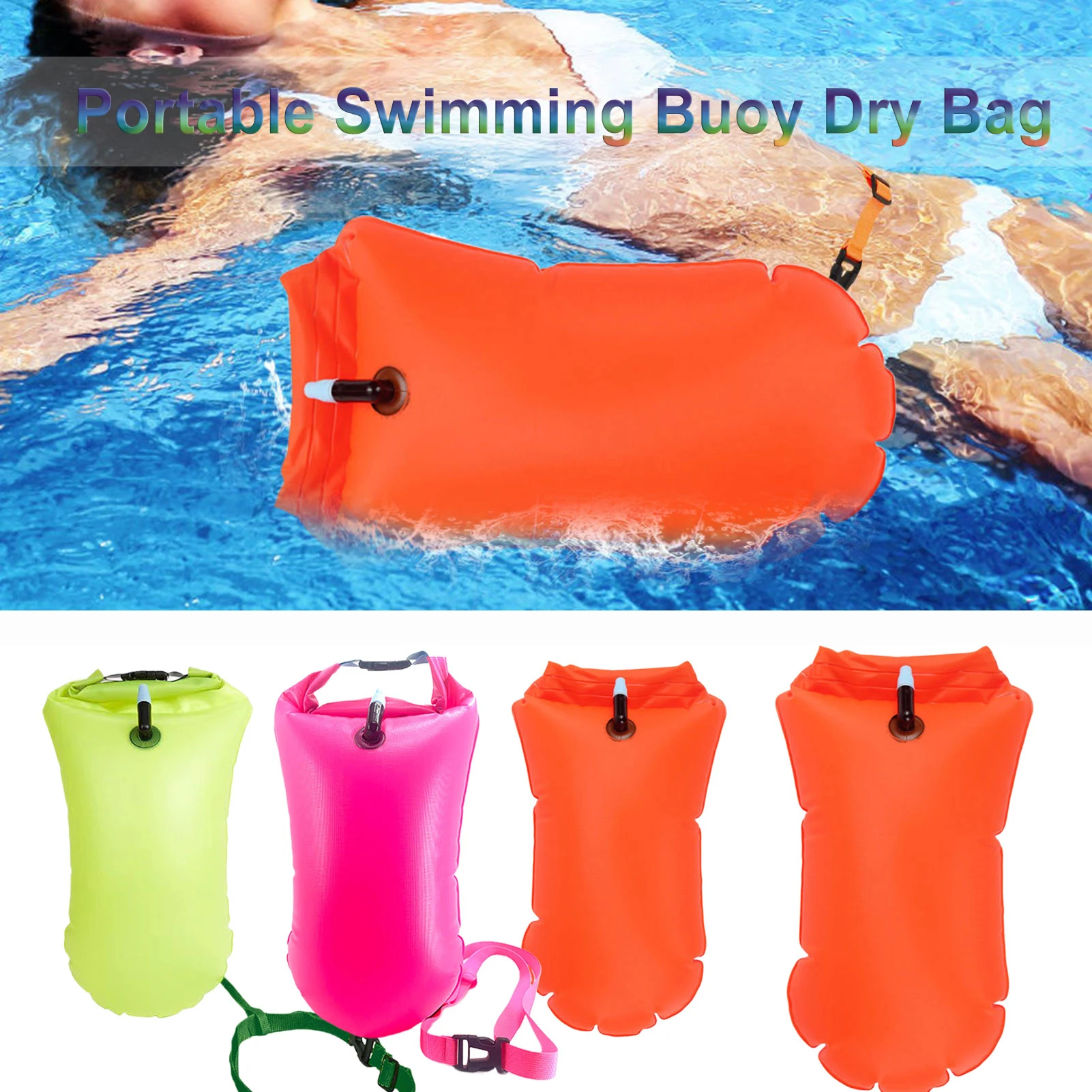 

Outdoor Swim Safe Buoy Inflatable Life Saving Swim Buoy PVC Inflated Air Drying Bag Drift Bag For Swimming Pool Open Water