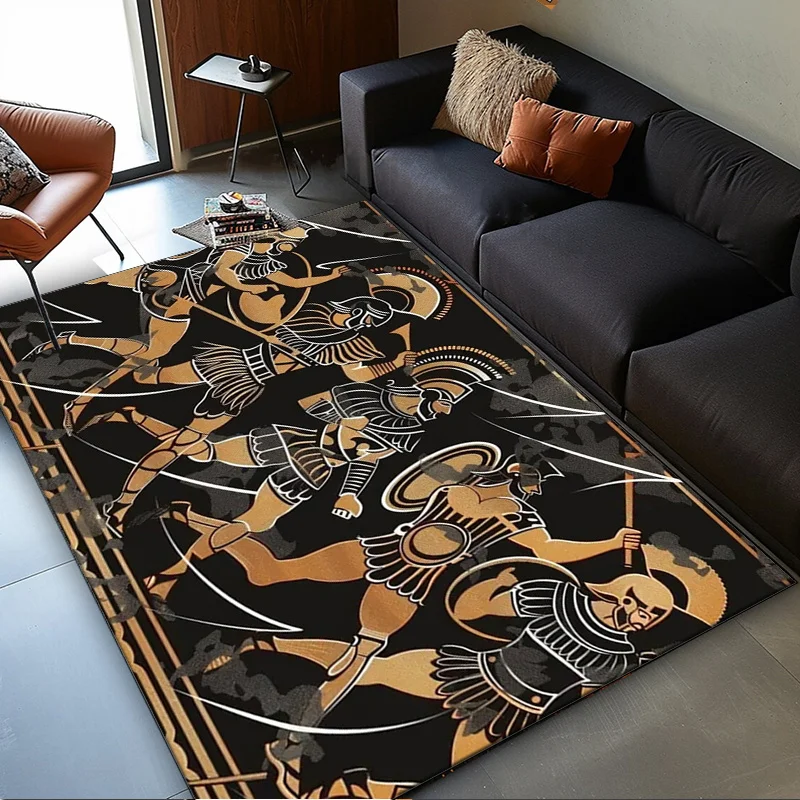 Ancient Warriors Rug for Historical Enthusiasts - Detailed Battle Scene Captures Epic Moments, Great for Themed Rooms
