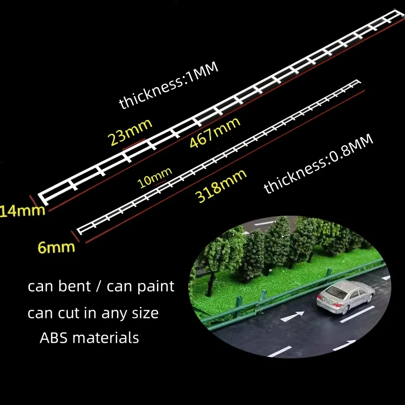 Barandilla de carretera, barandilla de barco, accesorios de mesa de arena para tren Diorama, diseño de ferrocarril, 6MM, 14MM