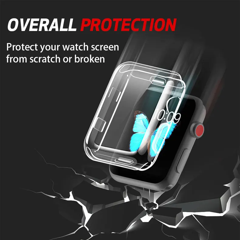 Soft cover case For Apple Watch band 44mm 40mm 42mm 38mm 45mm 41mm Ultra-thin Clear cover iwatc serie 6 5 4 3 7 case Accessories