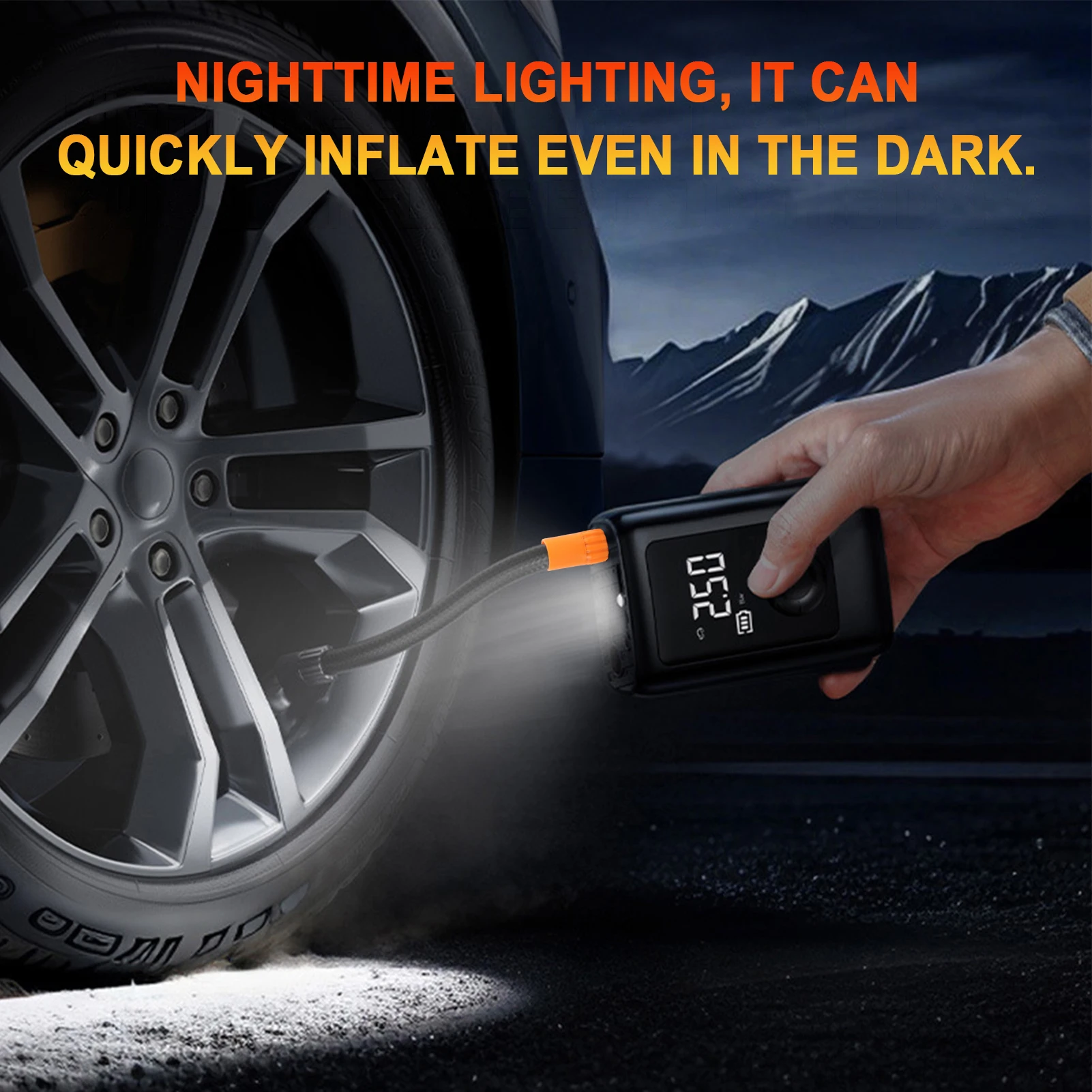 ضاغط هواء محمول، منفاخ إطارات قابل لإعادة الشحن بقدرة 4000 مللي أمبير في الساعة مع إيقاف تلقائي ومصباح يدوي LED، 153 رطل لكل بوصة مربعة للطوارئ اللاسلكي Ai #4