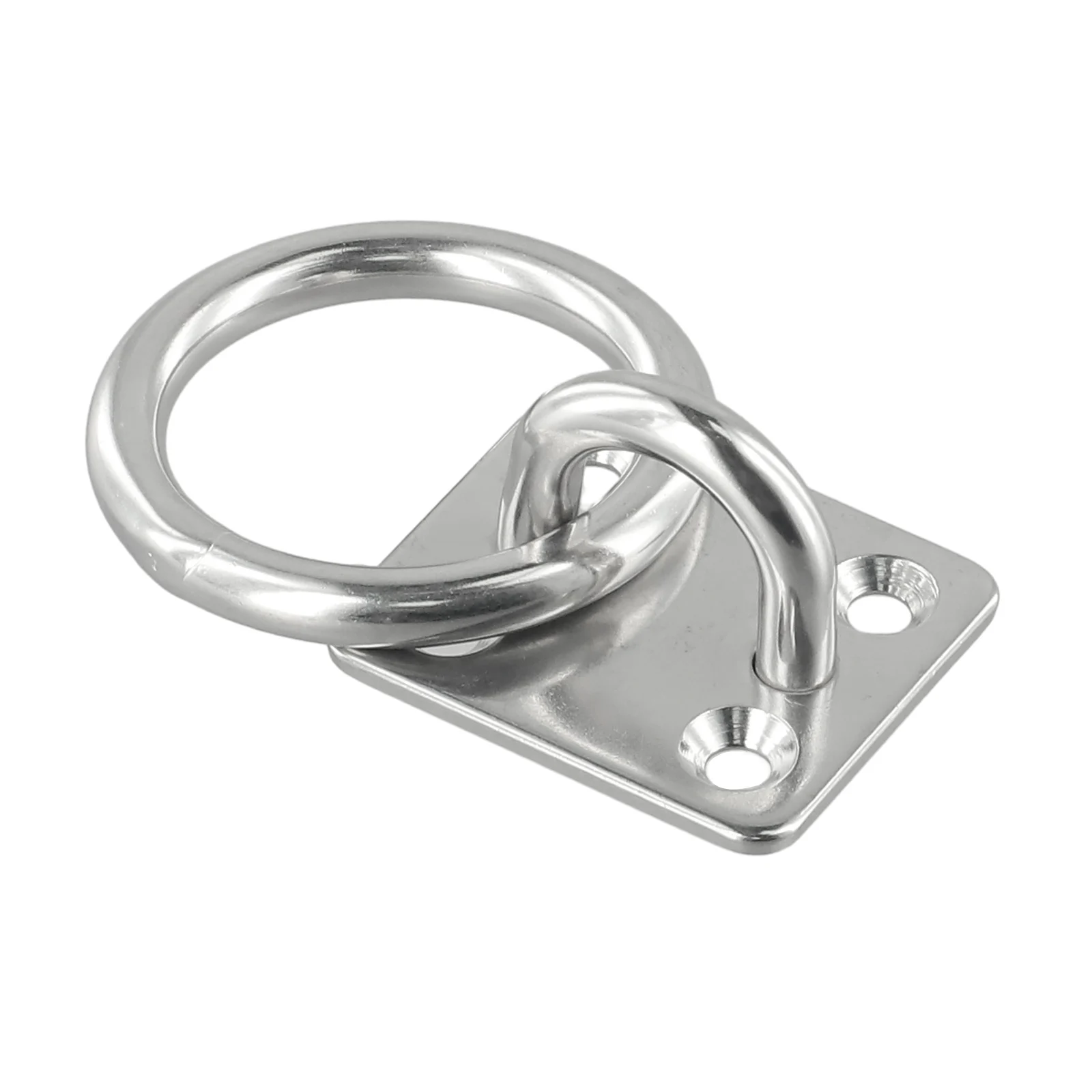 1pc 6mm Marine Eye Plate With Ring Square Ring 304 Stainless Steel Marine Industry-Grade Boat Accessory Rust-Proof Protection