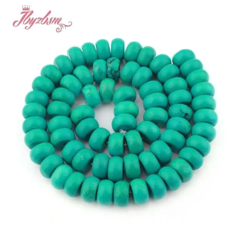 

Natural Turquoise Blue Button Rondelle Stone Beads For DIY Necklace Bracelets Jewelry Making Strand 15 Inches 2x6/4x8/2x8/3x10mm