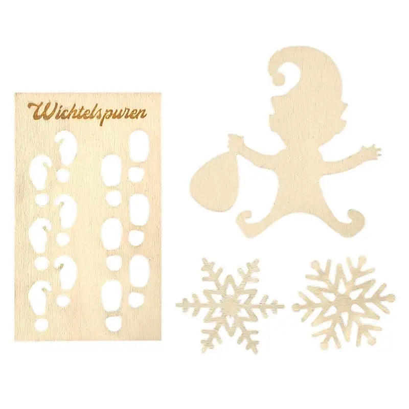 New Christmas Gnome Shape Wooden Stencil Footprints Template Xmas Tree Ornament Gnome Elf Footprint Christmas Window Floor Decor