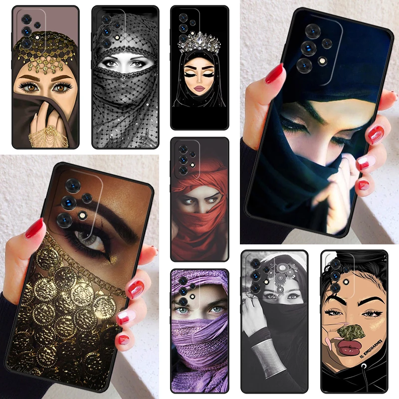 Muslim Islamic Arabic Hijab Face Gril Eyes Koran Case For Samsung A52 A72 A73 A20e A21S A50 A70 A12 A42 A31 A40 A51 A71 A32 A80