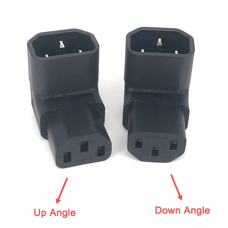 IEC 320 C14 to C13 Left Right Angle AC Adapter IEC 3Pole IEC 320 3pin Male to Female extend 90 Degree Down Up Angle AC converter